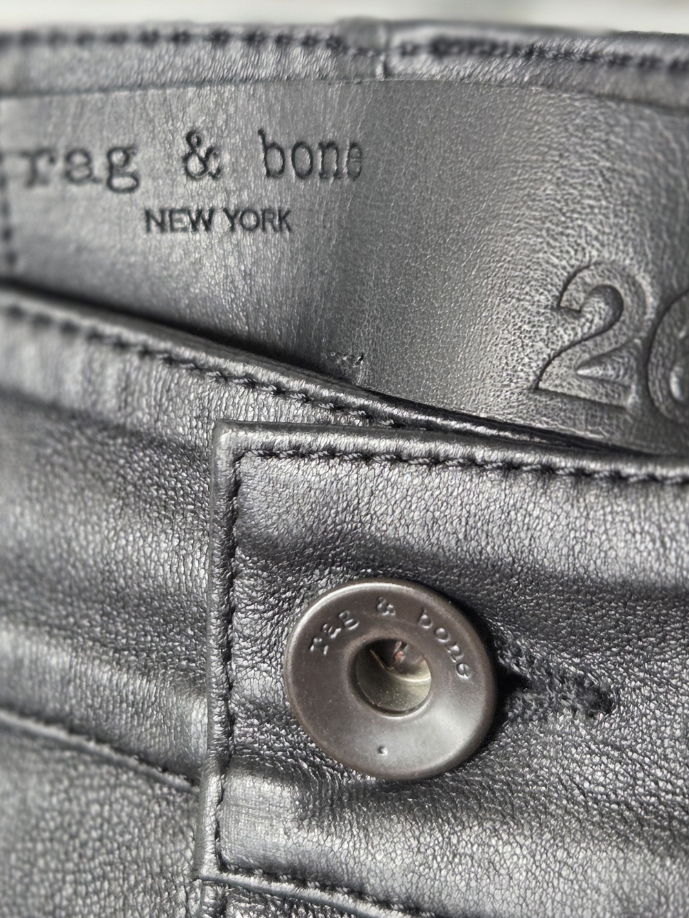 rag & bone Solid Black Womens 100% Lambskin Leather Straight Fit Pants 26x26